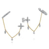 Gabriel 14K Yellow-White Gold Diamond Ear Cuffs and Quatrefoil Chain Earrings with Drops EG13814M45JJ