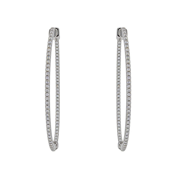 14K White Gold Diamond Hoop Earrings ST3738