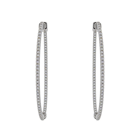 14K White Gold Diamond Hoop Earrings ST3738