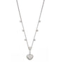 18K White Gold Diamond Heart Station Necklace