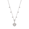 18K White Gold Diamond Heart Station Necklace