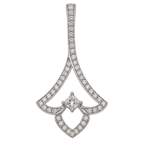 18K White Gold Diamond Pendant Necklace