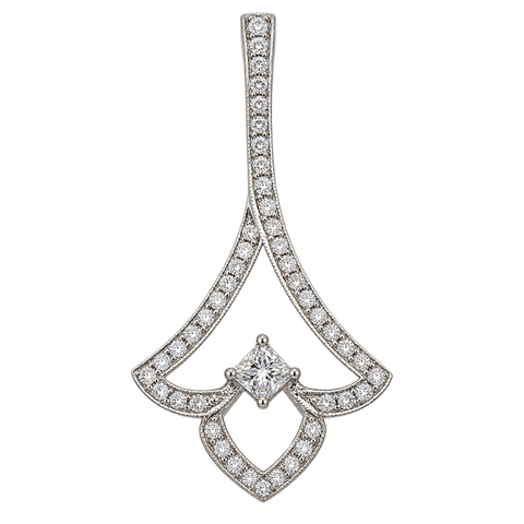18K White Gold Diamond Pendant Necklace