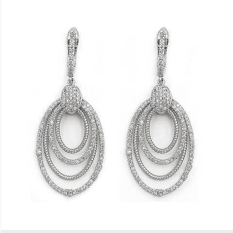 14K White Gold Diamond Drop Earrings