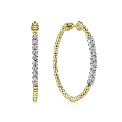 Gabriel 14K Yellow Gold 40mm Bujukan Diamond Classic Hoop Earrings EG13970Y45JJ