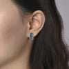 Gabriel 14K White Gold Wide Diamond and Blue Sapphire Huggie Earrings EG14837W45SA