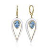 Gabriel Enamel - 14K Yellow Gold Diamond and Blue Topaz Long Pear Shape Drop Earring with White Enamel EG14988E9Y45BT