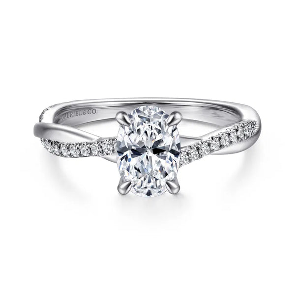 Gabriel & Co. Campana 14K White Gold Oval Diamond Engagement Ring ER14922OB4W44JJ