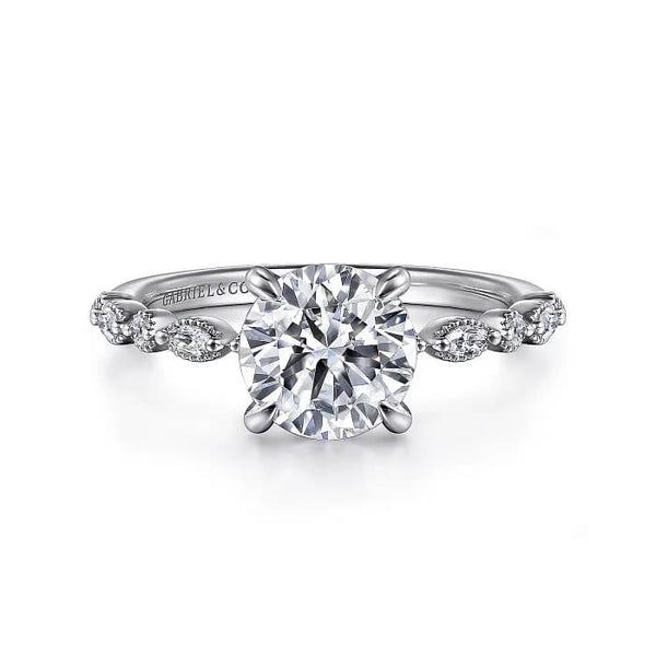 Gabriel 14K White Gold Round Diamond Engagement Ring ER16233R6W44JJ