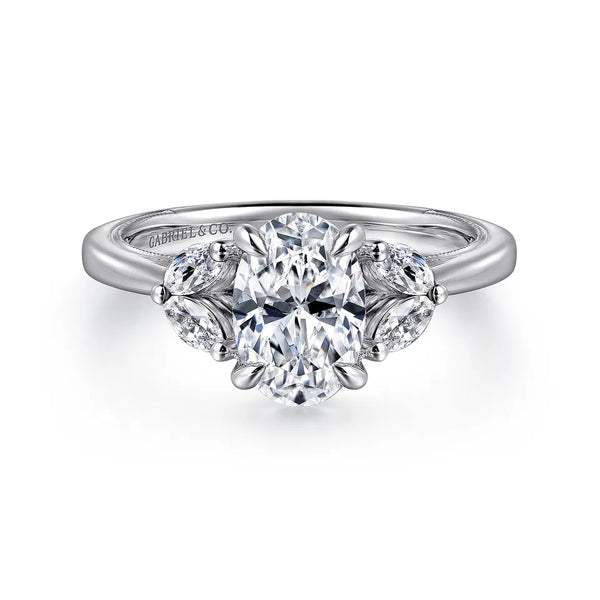 Gabriel & Co. Dani 14K White Gold Oval Diamond Engagement Ring ER16244O6W44JJ