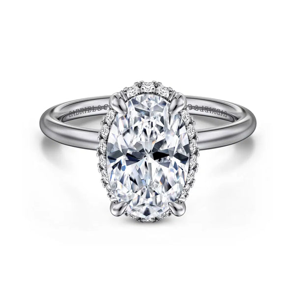 Gabriel & Co. 14K White Gold Oval Hidden Halo Diamond Engagement Ring ER16565O10W44JJ