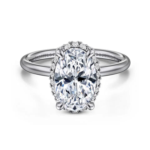 Gabriel & Co. 14K White Gold Oval Hidden Halo Diamond Engagement Ring ER16565O10W44JJ