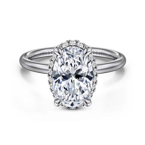 Gabriel & Co. 14K White Gold Oval Hidden Halo Diamond Engagement Ring ER16565O10W44JJ
