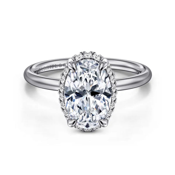 Gabriel & Co. Seattle 14K White Gold Oval Hidden Halo Diamond Engagement Ring ER16565O8W44JJ