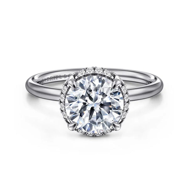 Gabriel & Co. Seattle 14K White Gold Round Hidden Halo Diamond Engagement Ring ER16565R8W44JJ