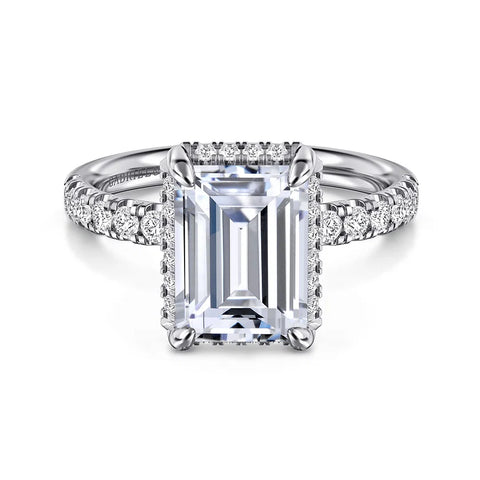 Gabriel & Co. 14K White Gold Emerald Cut 1/2 way around Engagement Ring ER16568E12W44JJ