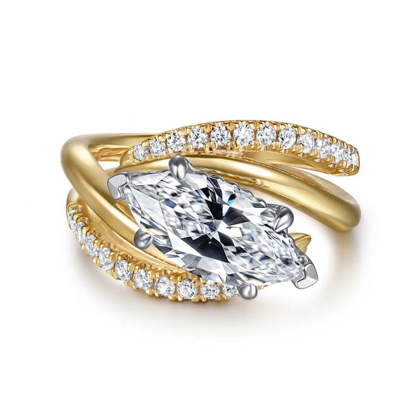 Gabriel & Co. Slate 14K White-Yellow Gold Bypass Marquise Shape Diamond Engagement Ring ER16643M8M44JJ