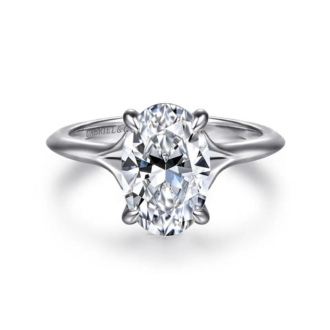 Gabriel & Co. Alden 14K White Gold Split Shank Oval Diamond Engagement Ring ER16734O8W44JJ