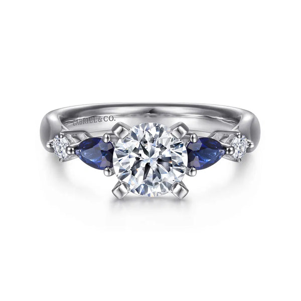 Gabriel & Co. Carrie 14K White Gold Round Five Stone Sapphire & Diamond Engagement Ring ER6002W44SA