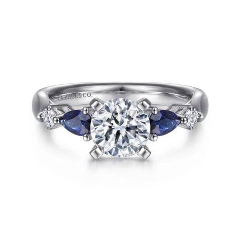 Gabriel & Co. Carrie 14K White Gold Round Five Stone Sapphire & Diamond Engagement Ring ER6002W44SA