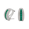 18K White Gold Diamond Emerald Earrings