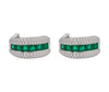 18K White Gold Diamond Emerald Earrings