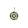 Gabriel 14K Yellow Gold 24mm Diamond Blue Sapphire and Blue Topaz Bujukan Multicolor Enamel Medallion Pendant PT6649EMY45MC