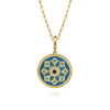 Gabriel 14K Yellow Gold 24mm Diamond Blue Sapphire and Blue Topaz Bujukan Multicolor Enamel Medallion Pendant PT6649EMY45MC