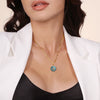 Gabriel 14K Yellow Gold 24mm Diamond Blue Sapphire and Blue Topaz Bujukan Multicolor Enamel Medallion Pendant PT6649EMY45MC
