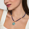 Gabriel 14K Yellow Gold 24mm Diamond Blue Sapphire and Blue Topaz Bujukan Multicolor Enamel Medallion Pendant PT6649EMY45MC