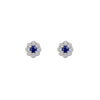 14K White Gold Diamond Sapphire Stud Earrings