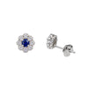 14K White Gold Diamond Sapphire Stud Earrings