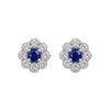 14K White Gold Diamond Sapphire Stud Earrings