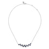 Gabriel 14K White Gold Diamond and Blue Sapphire Floral Bar Necklace NK7255W45SA