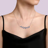 Gabriel 14K White Gold Diamond and Blue Sapphire Floral Bar Necklace NK7255W45SA