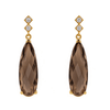 Estate 14K Yellow Gold Smoky Quartz Diamond Drop Earrings