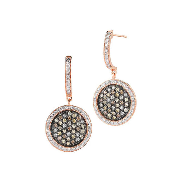 Charriol 18K Rose Gold Mixed Color Diamonds Drop Earrings 03-05-0282-30