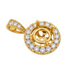14K Yellow Gold 14mm Diamond Pendant Setting