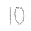 Gabriel 14K White Gold Micro Pave 30mm Round Inside Out Diamond Hoop Earrings EG10855W45JJ
