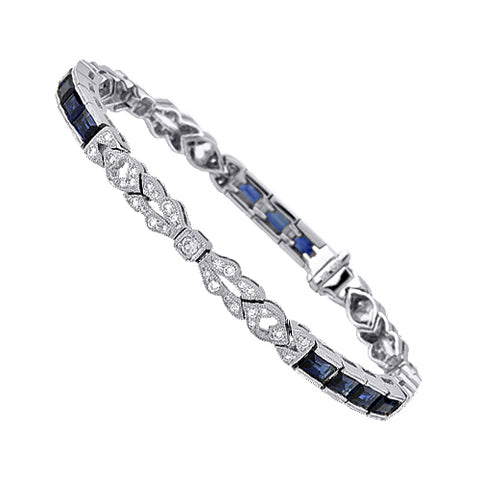 18K White Gold Diamond Sapphire Bracelet SS6183