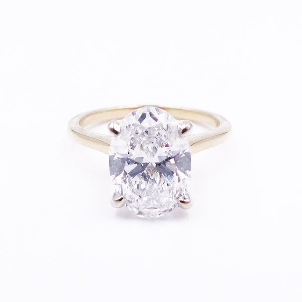 3.10 Carats Oval Brilliant Cut Lab Grown Diamond Solitaire Ring