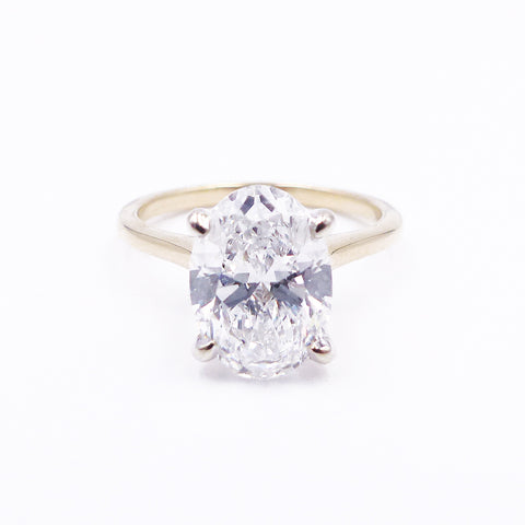 3.10 Carats Oval Brilliant Cut Lab Grown Diamond Solitaire Ring