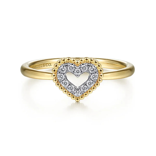Gabriel & Co. Promise Ring 14K Yellow Gold Diamond Pave Open Heart Ring LR51600Y45JJ