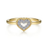 Gabriel & Co. Promise Ring 14K Yellow Gold Diamond Pave Open Heart Ring LR51600Y45JJ