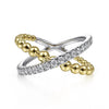 Gabriel 14K White-Yellow Gold Bujukan Diamond Criss Cross Ring LR51628M45JJ