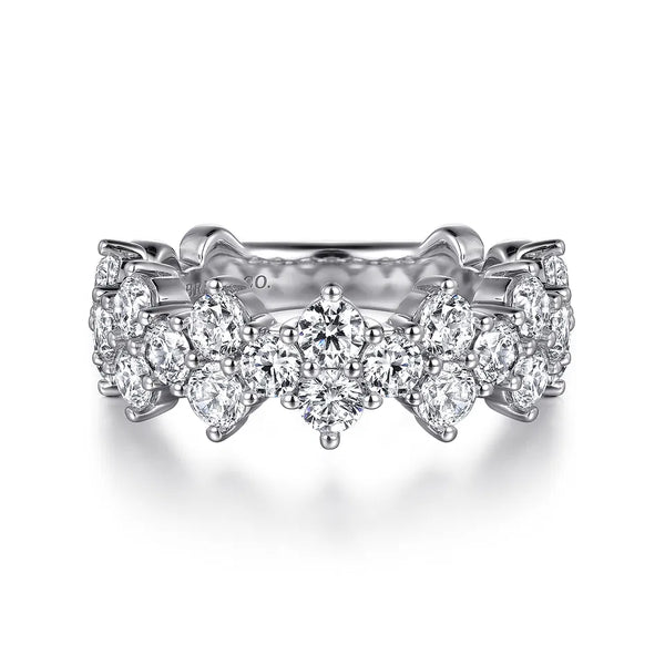 Gabriel & Co. 14K White Gold Diamond Cluster Station Ring LR5362W45JJ