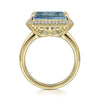 Gabriel 14K Yellow Gold Diamond and Blue Topaz Emerald Cut Ladies Ring With Flower Pattern Gallery LR52481Y45BT