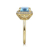 Gabriel 14K Yellow Gold Diamond and Blue Topaz Emerald Cut Ladies Ring With Flower Pattern Gallery LR52481Y45BT