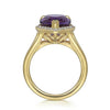 Gabriel 14K Yellow Gold Diamond and Flat Pear Shape Amethyst Ladies Ring With Flower Pattern Gallery LR52485Y45AM