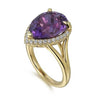 Gabriel 14K Yellow Gold Diamond and Flat Pear Shape Amethyst Ladies Ring With Flower Pattern Gallery LR52485Y45AM